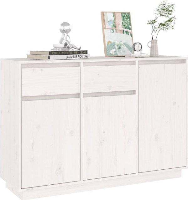 vidaXL Szafka, λευκή, 110x34x75 cm, μασίφ πεύκο