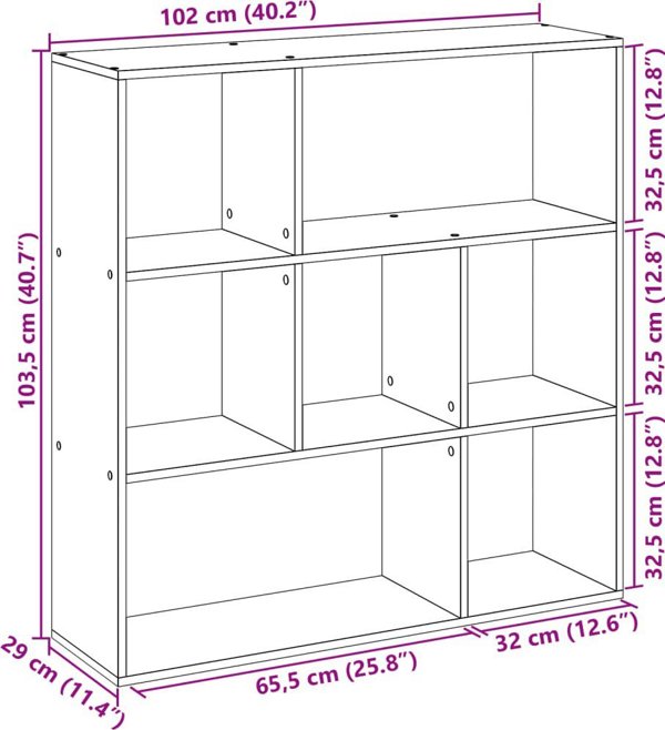vidaXL Λευκή ραφιέρα διαχωριστικό, 102x29x103,5 cm, από σύνθετο ξύλο