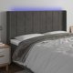 vidaXL Zaglowek do lozka me LED, σκούρο γκρι, 183x16x118/128 εκ., βελούδο