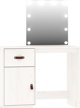 vidaXL vidaXL Toaletka z LED, vit, lite drewno sosnowe
