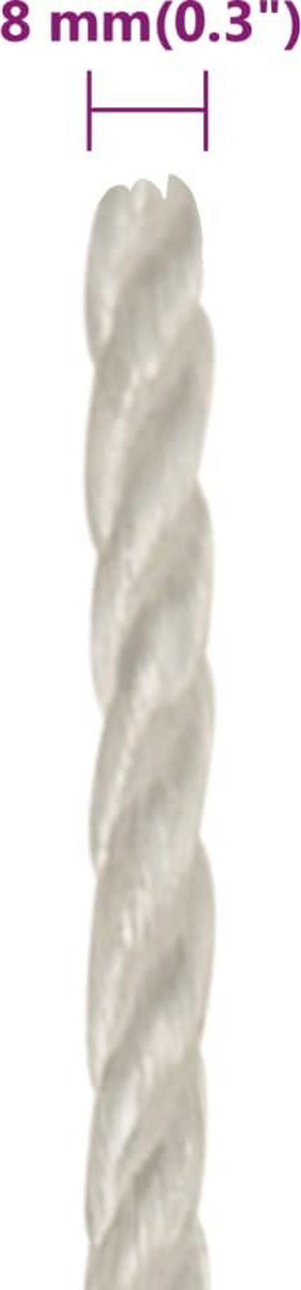 vidaXL Linka robocza, λευκή, 8 mm, 100 m, πολυπροπυλένιο