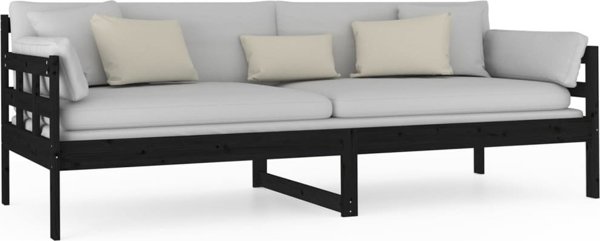 vidaXL Ημερήσιο κρεβάτι, μαύρο, μασίφ πεύκο, 80x200 εκ