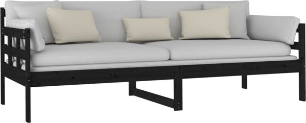 vidaXL Ημερήσιο κρεβάτι, μαύρο, μασίφ πεύκο, 80x200 εκ