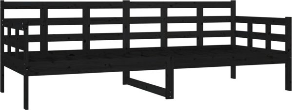 vidaXL Ημερήσιο κρεβάτι, μαύρο, μασίφ πεύκο, 80x200 εκ