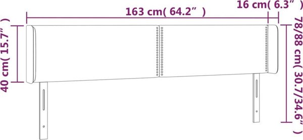 vidaXL Zaglowek do lozka z LED, czarny, 163x16x78/88 cm, aksamit