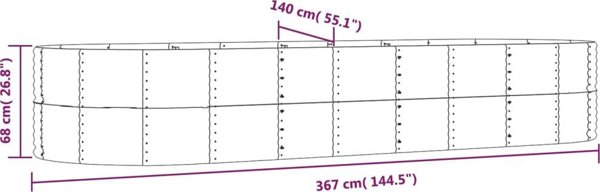 vidaXL vidaXL Donica ogrodowa, szara, 367x140x68 cm, malowana proszkowo stal
