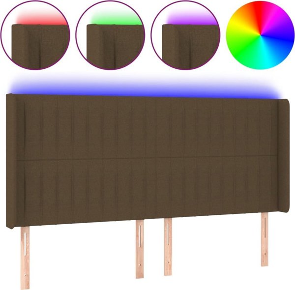 vidaXL Ζαγκλόβεκ για κρεβάτι με LED, σκούρο καφέ, 183x16x118/128 εκ, ύφασμα