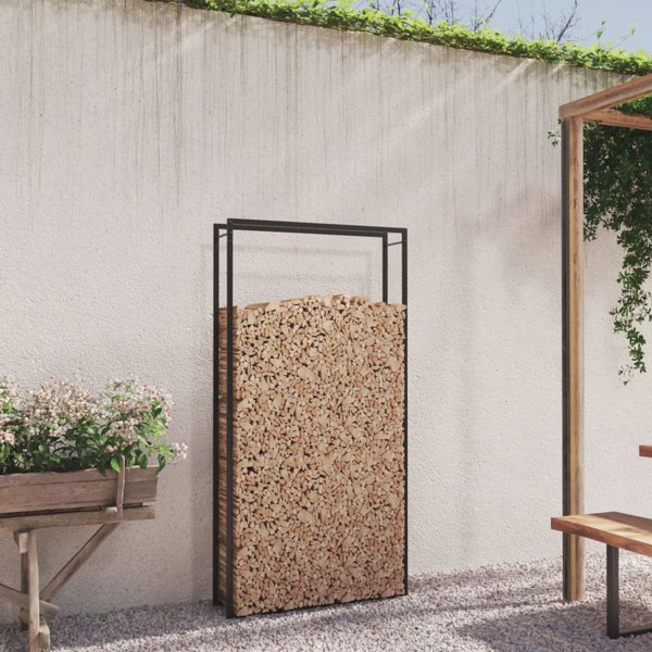 vidaXL vidaXL Stojak na drewno, matowy czarny, 110x28x214 cm, stalowy