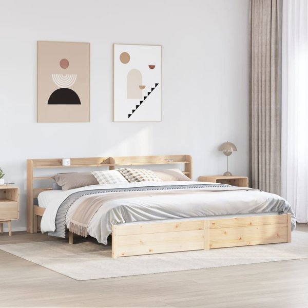 VidaXL Κρεβατοκάμαρα με κεφαλάρι, 200x200 cm, μασίφ πεύκο