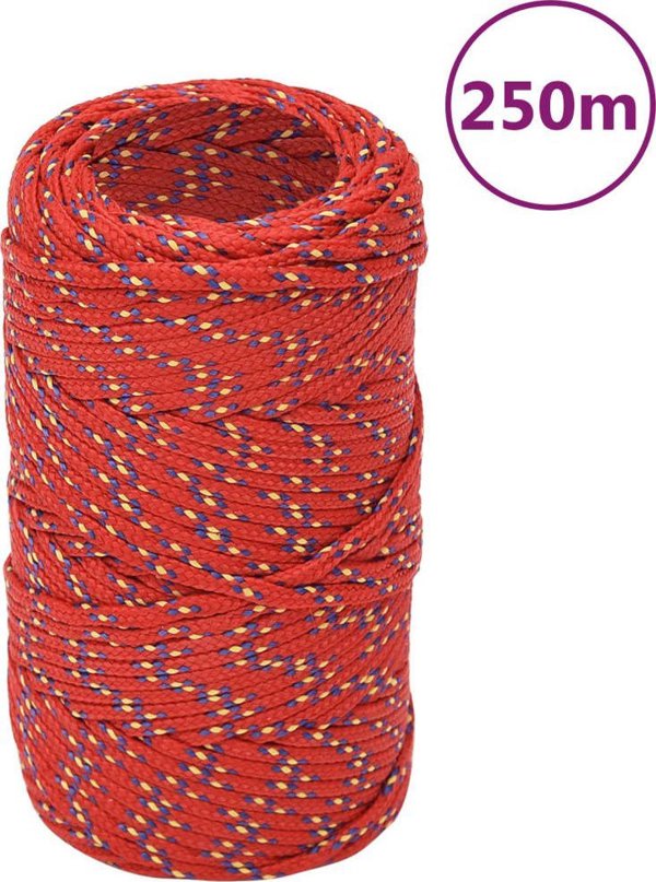 vidaXL Ναυτικό σχοινί, κόκκινο, 2 mm, 250 m, πολυπροπυλένιο