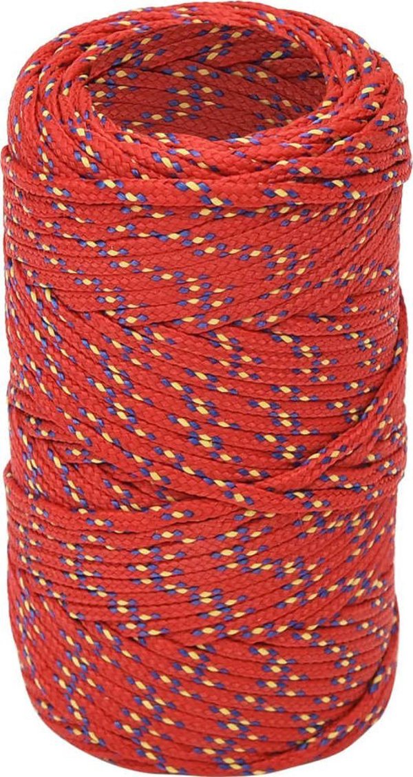 vidaXL Ναυτικό σχοινί, κόκκινο, 2 mm, 250 m, πολυπροπυλένιο