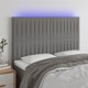 vidaXL Κεφαλάρι κρεβατιού με LED, σκούρο γκρι, 144x5x118/128 εκ., ύφασμα