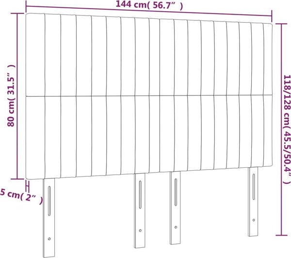 vidaXL Κεφαλάρι κρεβατιού με LED, σκούρο γκρι, 144x5x118/128 εκ., ύφασμα