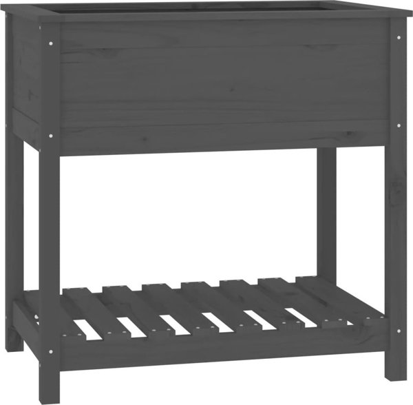 vidaXL Γλάστρα με ράφι, γκρι, 82,5x54x81 cm, κατασκευασμένη από ξύλο πεύκου