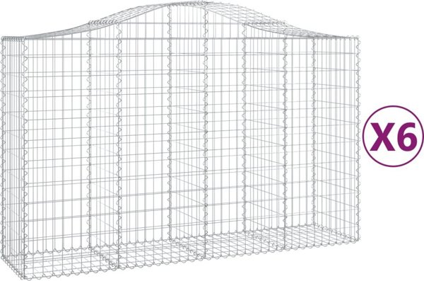 vidaXL Κασέτες γκαμπιόν, 6 τεμ, 200x50x120/140 εκ, γαλβανισμένο σίδερο