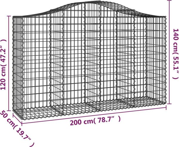vidaXL Κασέτες γκαμπιόν, 6 τεμ, 200x50x120/140 εκ, γαλβανισμένο σίδερο