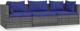 vidaXL vidaXL 3-osobowa sofa ogrodowa z poduszkami, szary rattan PE
