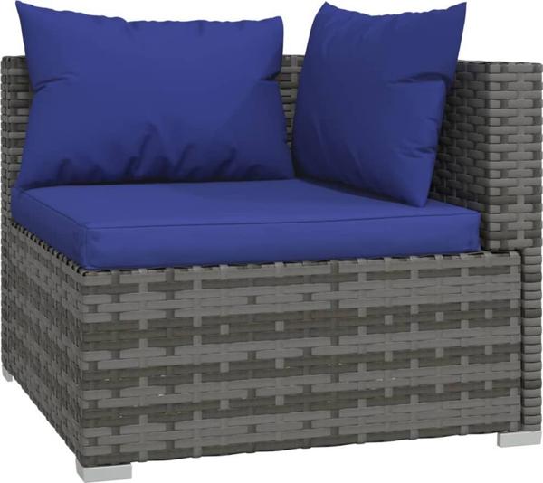 vidaXL vidaXL 3-osobowa sofa ogrodowa z poduszkami, szary rattan PE