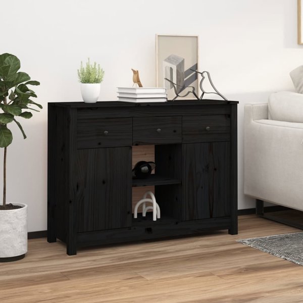 vidaXL vidaXL Komoda, czarna, 100x35x74,5 cm, lite drewno sosnowe