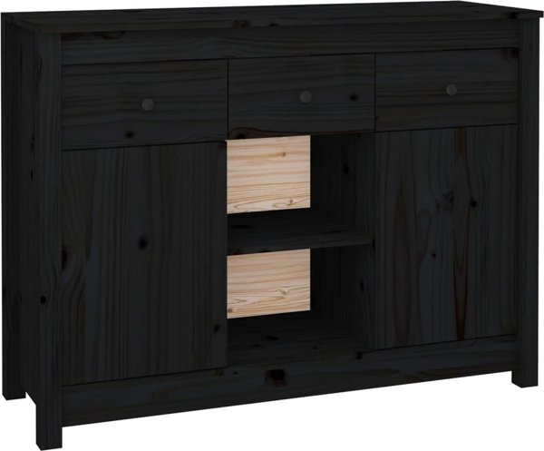 vidaXL vidaXL Komoda, czarna, 100x35x74,5 cm, lite drewno sosnowe