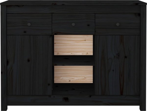 vidaXL vidaXL Komoda, czarna, 100x35x74,5 cm, lite drewno sosnowe