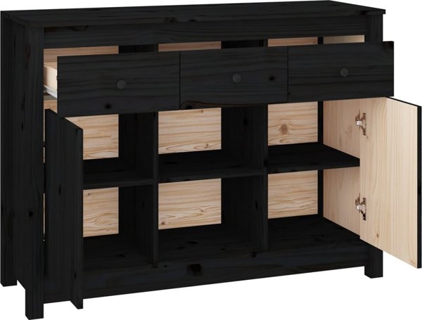 vidaXL vidaXL Komoda, czarna, 100x35x74,5 cm, lite drewno sosnowe