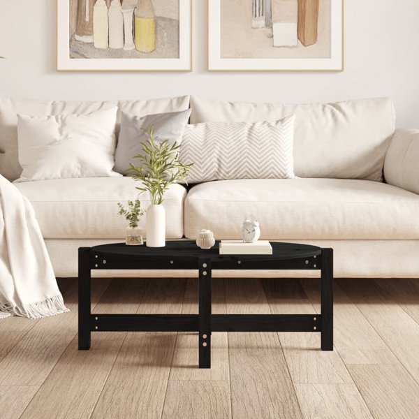 vidaXL vidaXL Stolik kawowy, czarny, 87x48x35 cm, lite drewno sosnowe