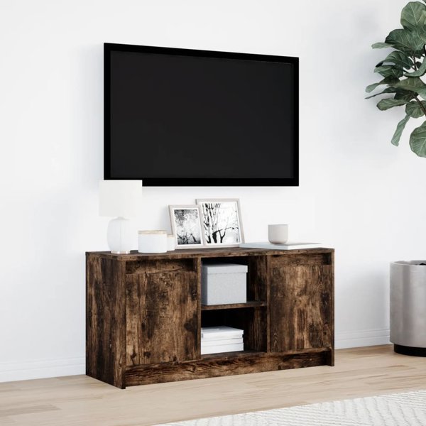 vidaXL Έπιπλο TV με LED, καπνισμένη δρυς, 100x34x50 εκ