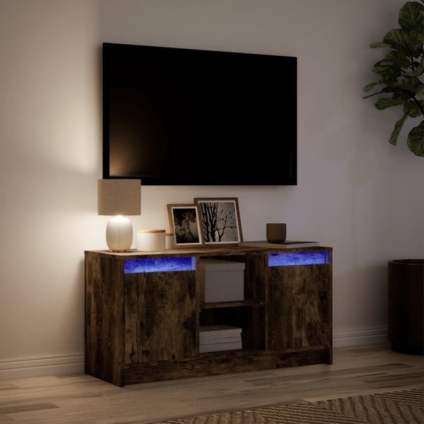 vidaXL Έπιπλο TV με LED, καπνισμένη δρυς, 100x34x50 εκ