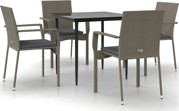 vidaXL vidaXL 5-cz. zestaw mebli ogrodowych, poduszki, czarno-szary rattan PE