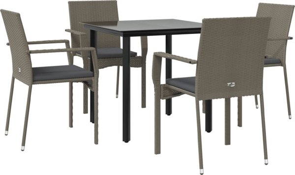 vidaXL vidaXL 5-cz. zestaw mebli ogrodowych, poduszki, czarno-szary rattan PE