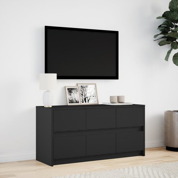 vidaXL τηλεοπτική ντουλάπα με LED, μαύρη, 100x34x50 cm, ξυλοσανίδα