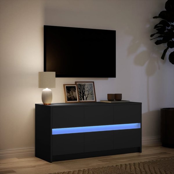 vidaXL τηλεοπτική ντουλάπα με LED, μαύρη, 100x34x50 cm, ξυλοσανίδα