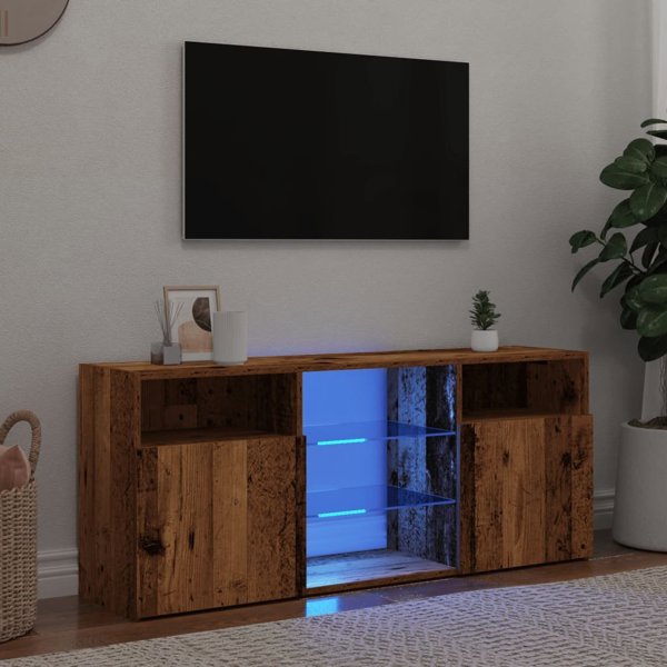 vidaXL Επίπλο TV με φωτισμό LED, παλαιωμένο ξύλο 120x30x50 cm