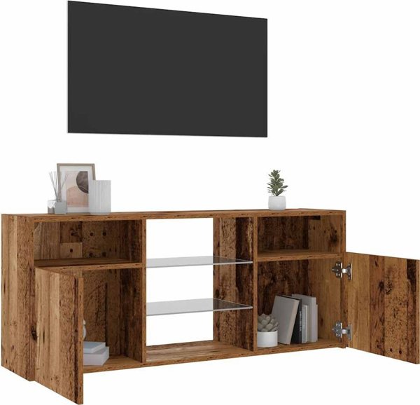 vidaXL Επίπλο TV με φωτισμό LED, παλαιωμένο ξύλο 120x30x50 cm