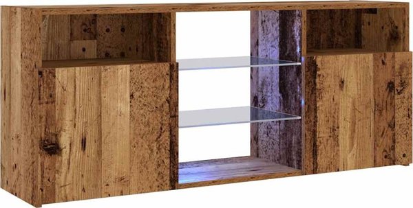 vidaXL Επίπλο TV με φωτισμό LED, παλαιωμένο ξύλο 120x30x50 cm
