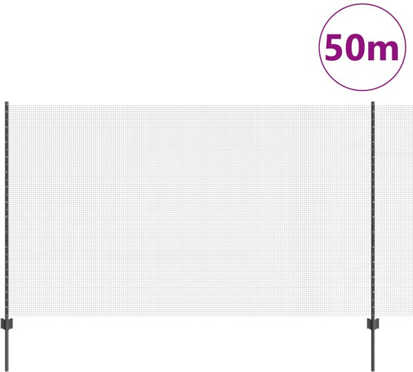 vidaXL Συγκολλημένο Συρματόπλεγμα Ατσάλινο, 1.4x50 μ, με 44 Γκρι Πυλώνες