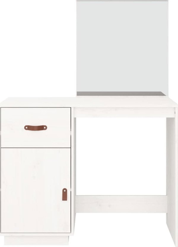 vidaXL Λευκή τουαλέτα, 95x50x134 cm, μασίφ ξύλο πεύκου