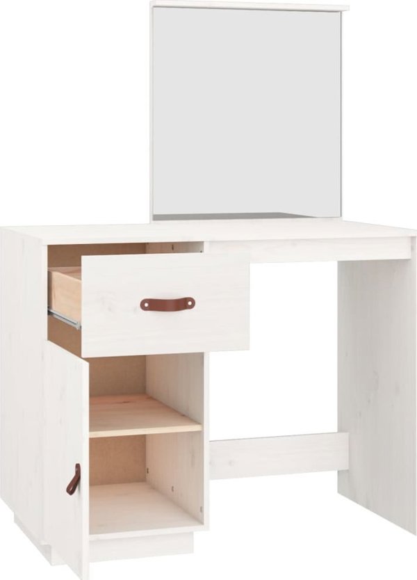 vidaXL Λευκή τουαλέτα, 95x50x134 cm, μασίφ ξύλο πεύκου