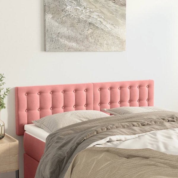 vidaXL Κεφαλάρια κρεβατιού 2 τεμάχια ροζ 72x5x78/88 cm βελούδο