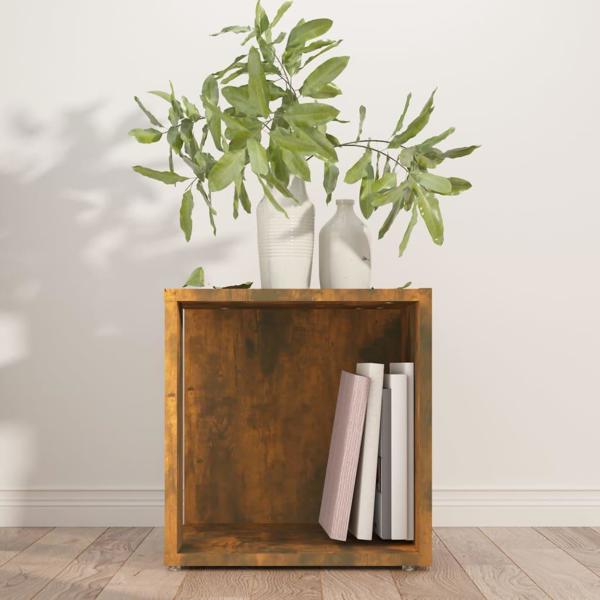 vidaXL πλευρικό τραπεζάκι, καπνιστή δρυς, 33x33x34,5 εκ.