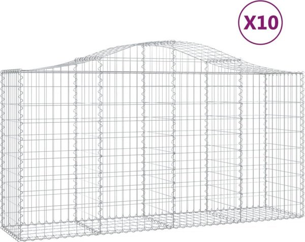 vidaXL Kosze gabionowe, 10 τεμ, 200x50x100/120 εκ, γαλβανισμένο σίδερο