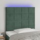 vidaXL Zaglowek do lozka z LED, ciemnozielony, 80x5x118/128cm, aksamit