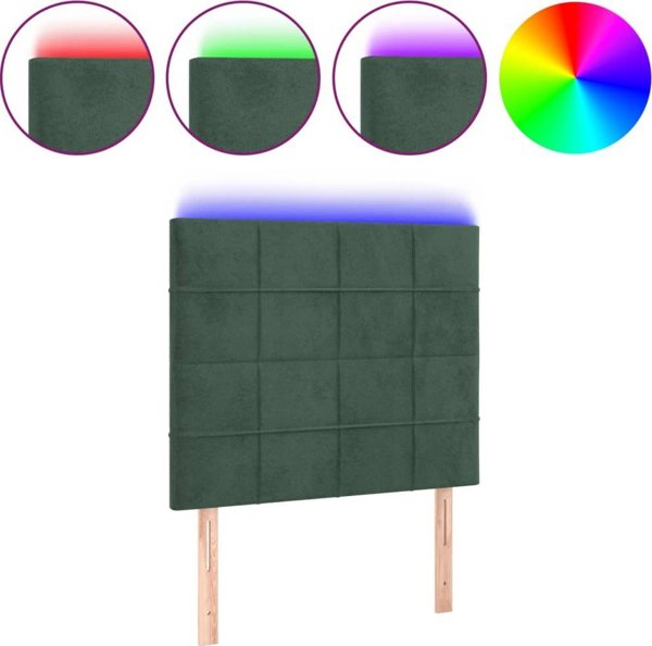 vidaXL Zaglowek do lozka z LED, ciemnozielony, 80x5x118/128cm, aksamit
