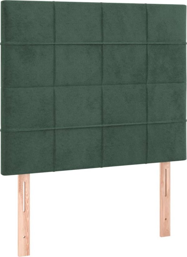 vidaXL Zaglowek do lozka z LED, ciemnozielony, 80x5x118/128cm, aksamit