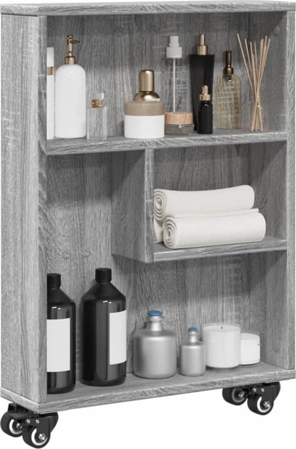 vidaXL Στενό βοηθητικό καρότσι, γκρι dab sonoma, 48x13x68 cm