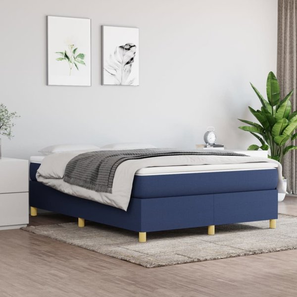 vidaXL Κρεβάτι continental μπλε, με υφασμάτινη επένδυση, 140x190 cm