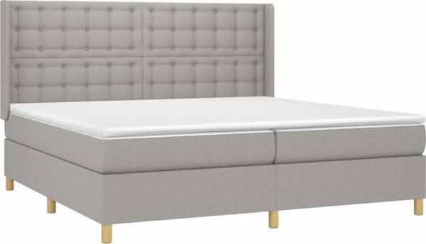 vidaXL Κρεβάτι Continental με Στρώμα, Ανοιχτό Γκρι, 200x200 cm, Ύφασμα