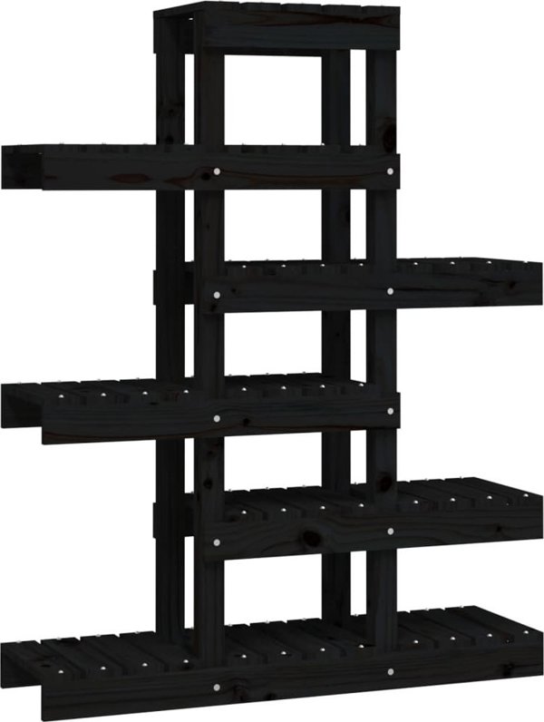 vidaXL vidaXL Kwietnik, czarny, 85x25x109,5 cm, lite drewno sosnowe