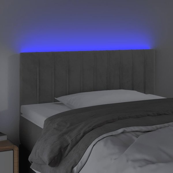 vidaXL Κεφαλάρι Κρεβατιού με LED, Ανοιχτό Γκρι, 90x5x78/88 εκ, Βελούδο